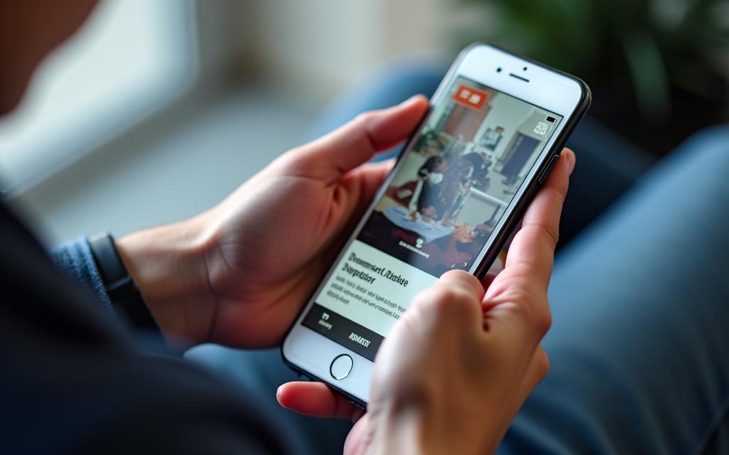 Person scrolling through video content on a smartphone